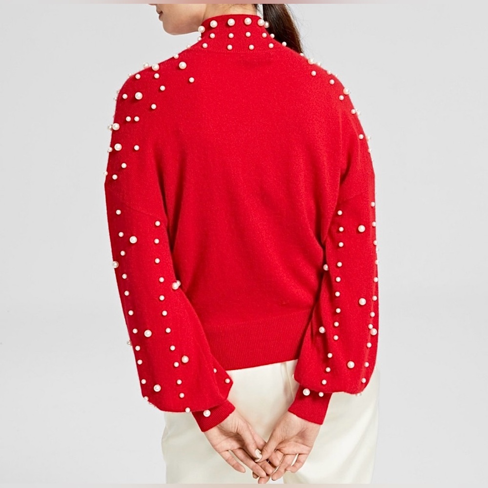 Charter Club 100% Cashmere Turtleneck Sweater with Pearl Accents - Picture 6 of 8